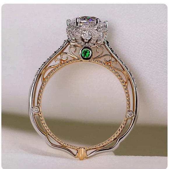 Two Tone 925 Silver Rings for Women Wedding Party - Picture 2 of 8